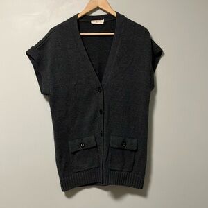 Tory Burch Gray 100% Merino Wool Sweater Vest
